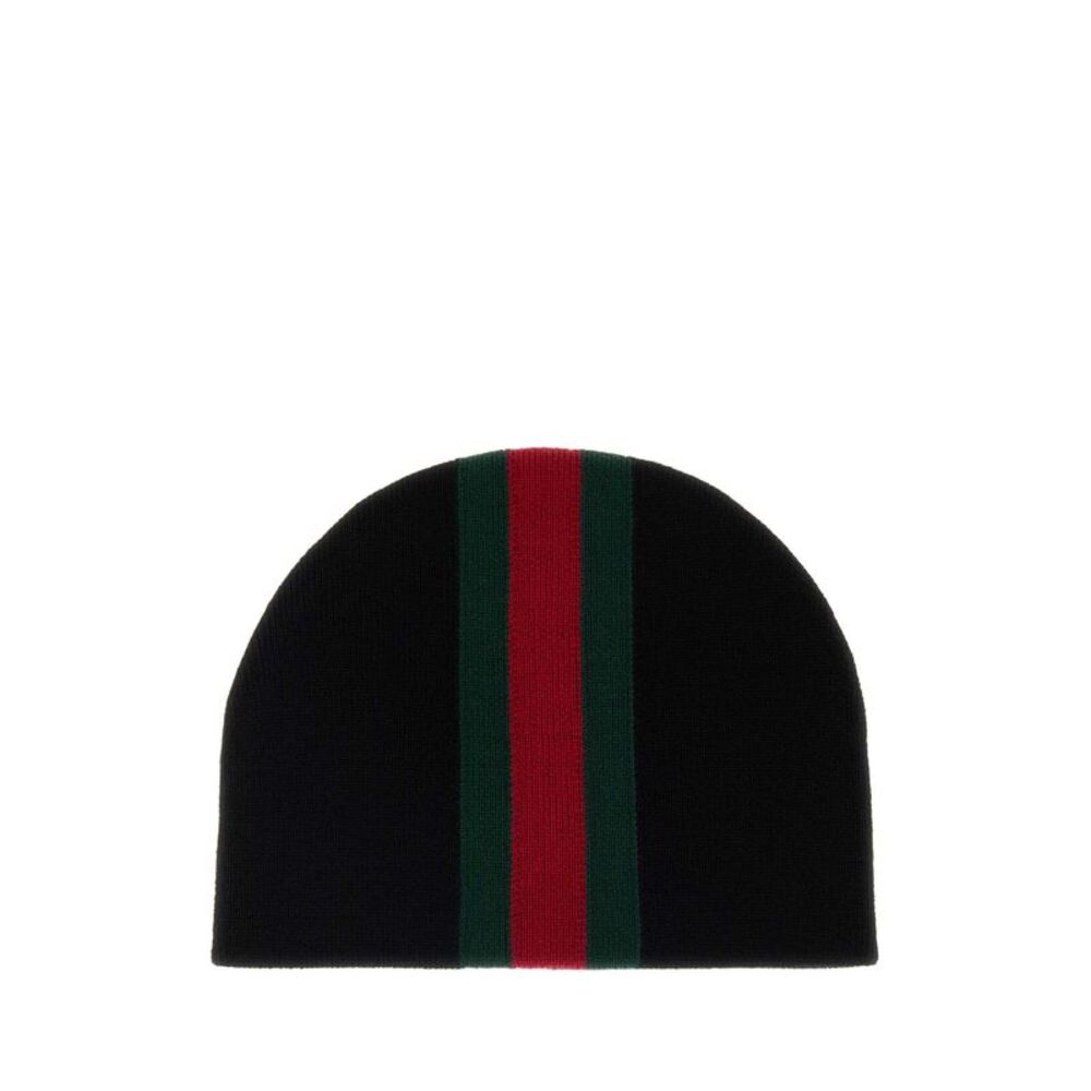 Gucci Men Black Wool Beanie Hat